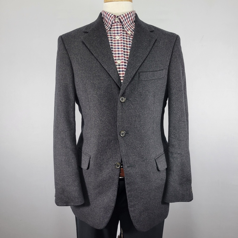 Gianfranco Ruffini Men's Sport Coat Blazer Flannel Gray Silk Wool Cashmere 38R